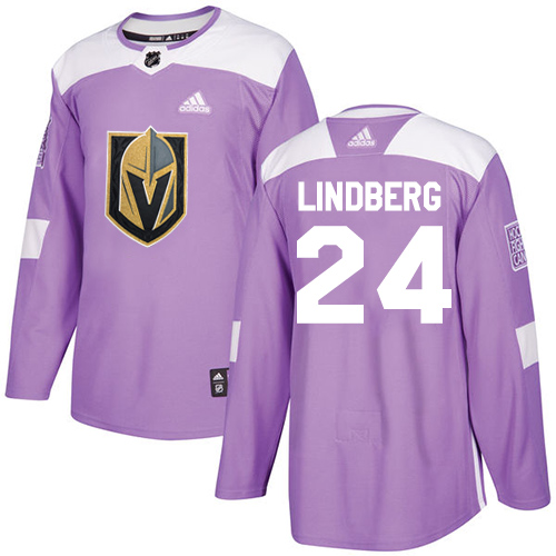 Adidas Golden Knights #24 Oscar Lindberg Purple Authentic Fights Cancer Stitched Youth NHL Jersey - Click Image to Close